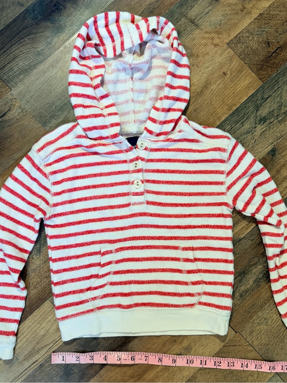 GAP Red & White Striped Hooded Pullover